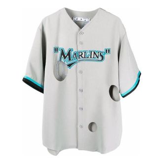 Off-white x New Era x MLB Miami Marlins Shirt White Blue Black OMGA207G21FAB0010910
