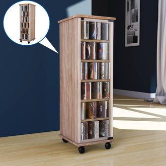 VCM Wood CD DVD Stand Shelf Valenza Glass Door in Natural