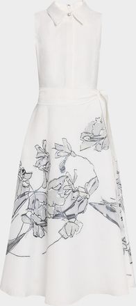 Teri Jon Sleeveless Floral Burnout Midi Shirtdress