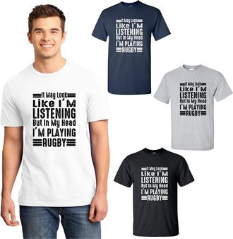 Generic Rugby T-Shirt It May Look Like Im Listening But in My Head Im Playing Rugby Sport Lovers Unisex Gift Tee Top (Navy, M)