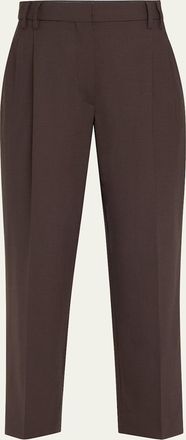 Brunello Cucinelli Slouchy Pleated Tropical Luxury Wool Pants