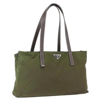 Prada Pre-owned Tote Bags, female, Green, Size: ONE SIZE Pre-owned Vintage Nylon Tote Bag