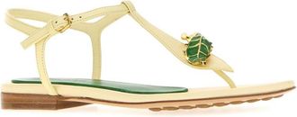 Bottega Veneta Womens Rana Flora Sandal Yellow Leather