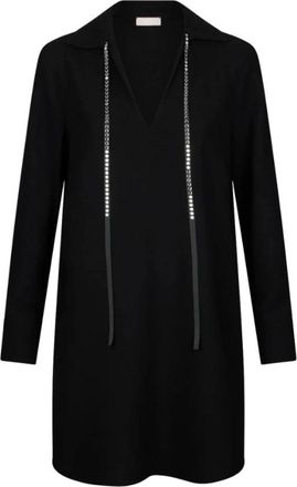 Liu Jo Zwarte Daily Strass Jurk - Dames - Korte kleedjes - Zwart - S - Polyester - Kleedjes