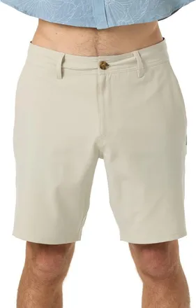 O'Neill Reserve Light Check 19-Inch Water Resistant Hybrid Shorts in Light Khaki at Nordstrom, Size 28