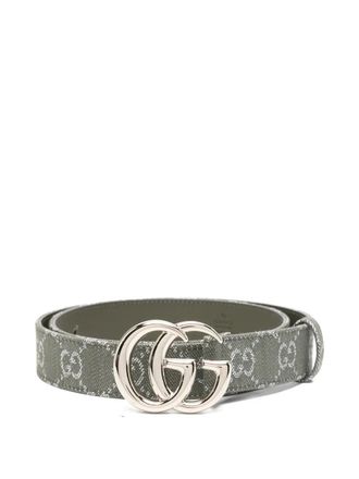 Gucci GG monogram canvas belt - women - Canvas/Calf Leather - 85 - Green