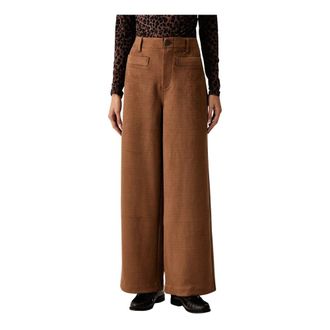 DKNY Dkny - High Waist Wide Broeken - Dames - Broeken - Bruin - Maat: 2XL Poliester