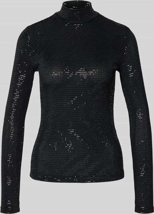 HUGO BOSS Slim Langarmshirt mit Paillettenbesatz Modell DRISILA in Black, Größe XXL
