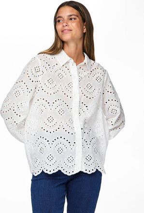Pieces Opengewerkte geborduurde blouse