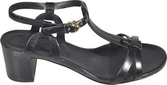 Del Carlo Piper T-bar Sandaal - Dames - Sandalen met hakken - Zwart - 37 EU - Leer - Schoenen