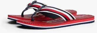 Tommy Hilfiger Mens Striped Flip-Flop - Medium Red - US 7 / EU 39.5