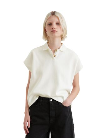 Marc O'Polo Denim Poloshirt MARC OPOLO DENIM, Damen, Gr. S, weiss (silky wei&szlig;), Jersey, Obermaterial: 100% Baumwolle, weit, Shirts Poloshirt