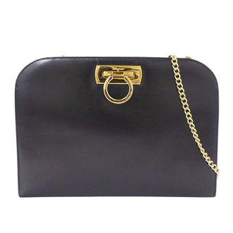 Ferragamo Leather Clutch Bag Handbag Shoulder Bag (Pre-Owned)
