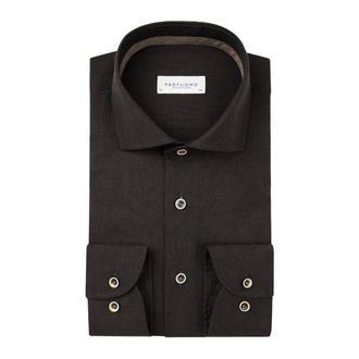 Profuomo Overhemden, Heren, Bruin, XL, Bruine zakelijke overhemd