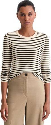 Marc O'Polo Longsleeve MARC OPOLO regular fit aus reiner Bio-Baumwolle, Damen, Gr. XL, dunkelblau, Jersey, Obermaterial: 100% Baumwolle, geringelt, normal, Rundha