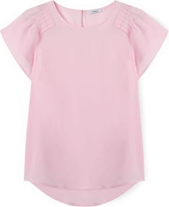 Motivi Cr&ecirc;pe de chine blouse met plooien - Dames - Blouses - Roze - S - Polyester - Overhemden