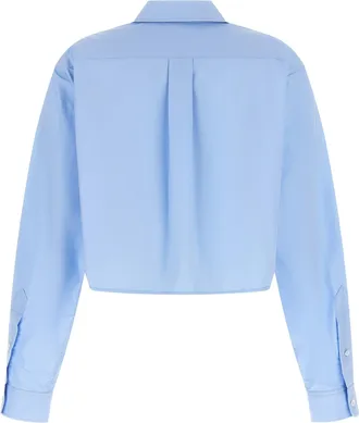 Alexander Wang Cropped Cotton Oxford Shirt - Blue
