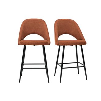 Miliboo Miliboo - Set De 2 Taburetes De Cocina Efecto Aterciopelado Texturizado Terracota 65 Cm Cosette