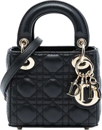 Dior 2020 Micro Lambskin Cannage Lady Dior satchel - Nero