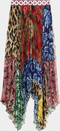 Alice & Olivia Katz Pleated Handkerchief Midi Skirt