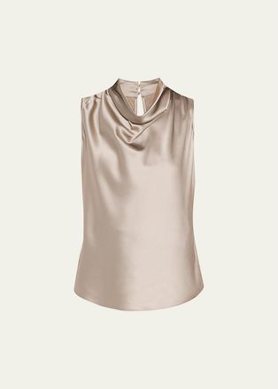 Veronica Beard Tam Silk-Blend Cowlneck Top