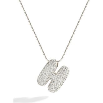 Mint & Lily Pave Bubble Initial Necklace in Silver /Letter H at Nordstrom
