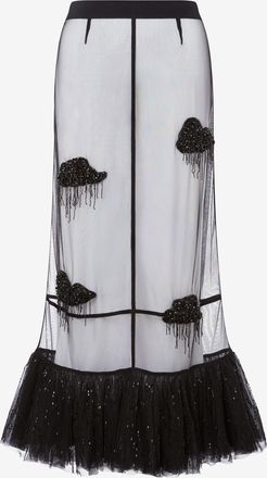 Moschino Gonna in tulle ricamata - Nero