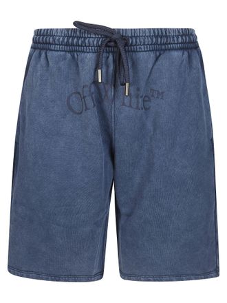 Off-white Washed Navy Blue Faded Effect Shorts