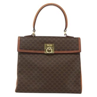 Celine Vintage Macadam Handbag Canvas And Leather Brown Canvas Handbag (Pre-Owned)