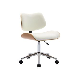 Sweeek Silla de oficina con ruedas, madera curvada y acabado en polipiel