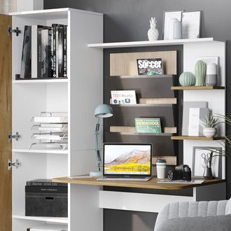 Vicco Escritorio Tessa, Roble Blanco/dorado, 122.9 X 33.4 Cm