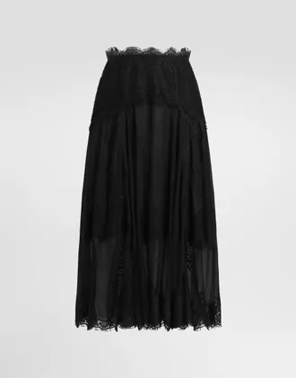 Dolce & Gabbana Chiffon Skirt - Woman Skirts Black Silk 38