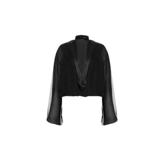 Alberta Ferretti Long-sleeved Silk Chiffon Blouse - female - Alberta Ferretti - Blouses - Black - L - Blouses & Shirts