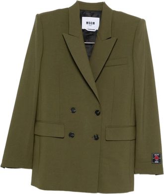 Msgm Groene Wollen Blend Jas Buitenkleding - Dames - Blazers - Groen - S - Wol - Jassen