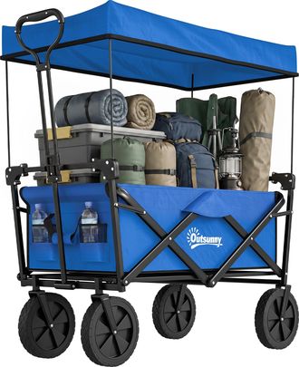 OEM Carro Plegable Con Toldo Desmontable Longitud Y &Aacute;ngulo Del Mango Ajustables Y Bolsa De Transporte Carga 100 Kg Azul