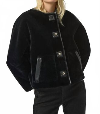 Joseph Ribkoff Bonded Faux Fur Boxy Jacket In Black Fur