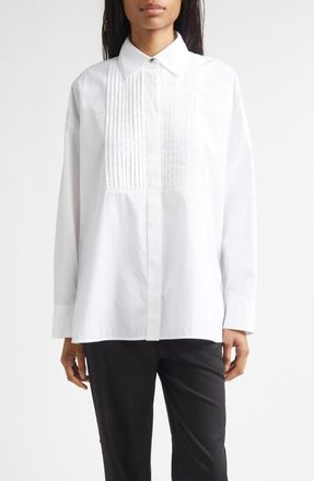 Golden Goose Pintuck Bib Oversize Button-Up Shirt in White at Nordstrom, Size Xx-Small