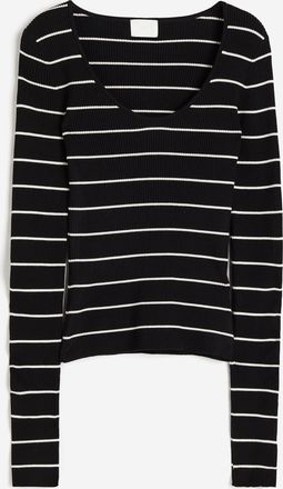 H&M Shirt in Rippstrick - Schwarz