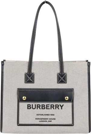 Burberry Black Gray Canvas Tote Bag (Pre-Owned)