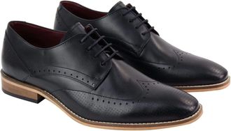 House of Cavani Mens Classic Oxford Brogue Shoes in Perforated Black Leather