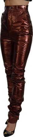 Dolce & Gabbana Womens Metallic Bronze High Waist Skinny Jeans Polyester Clothing