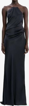 Victoria Beckham Chain Halter Gown In Navy