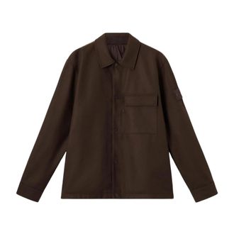 Stone Island Light Jackets, male, Brown, XL, Brown Overshirt with Chest Pocket