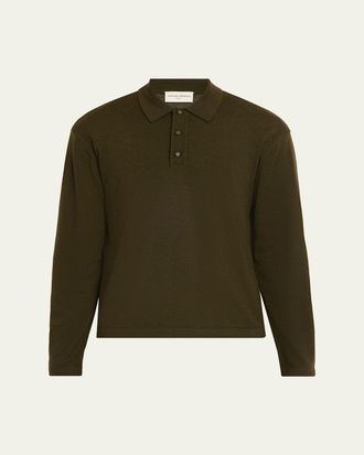 Officine G&eacute;n&eacute;rale Mens Merino Wool Long-Sleeve Polo Shirt