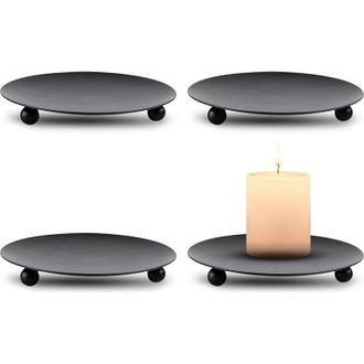 OEM Juego De 4 Platos Para Candelabros, Platos De Hierro Negro De Estilo Vintage Para Decoraci&oacute;n De Bodas, Cenas A La Luz De Las Velas, Oraciones Y Conos 