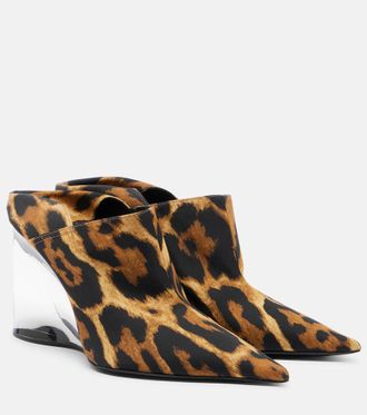 Alaia Ala&iuml;a Invisible animal-print twill wedge mules