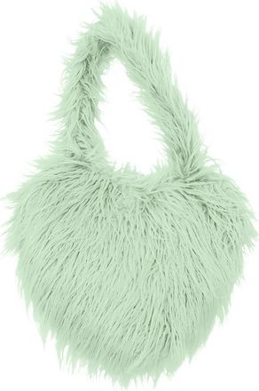 Generic Peach Heart Shaped Shoulder Bag For Women Cute Wool Beach Crossbody Purse With Adjustable Strap (Green, One Size)