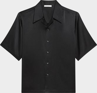 Helmut Lang Mens Boxy Silk Camp Shirt