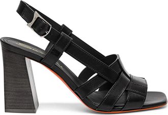 Santoni Schoenen, Dames, Zwart, 40 EU, Zwarte leren hoge hak Beyond sandaal voor dames