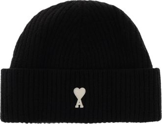 Ami Wolmut met Naailogo - unisex - Hoeden - Zwart - ONE Size - Wol - Accessoires